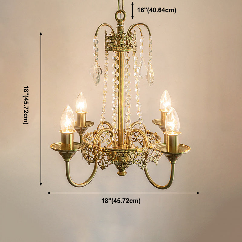 Luminaires de lustre aux bougies de style américain 5 lampes suspendues à 5 légers avec cristal