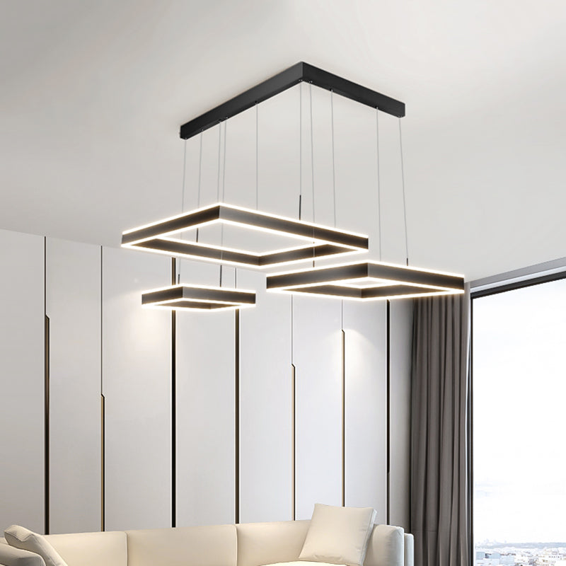 Modern vierkante kroonluchter licht multi-tier hangende hanglampen met acrylschaduw