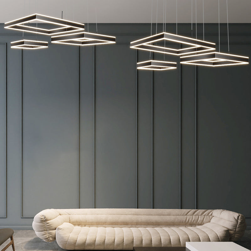 Modern vierkante kroonluchter licht multi-tier hangende hanglampen met acrylschaduw