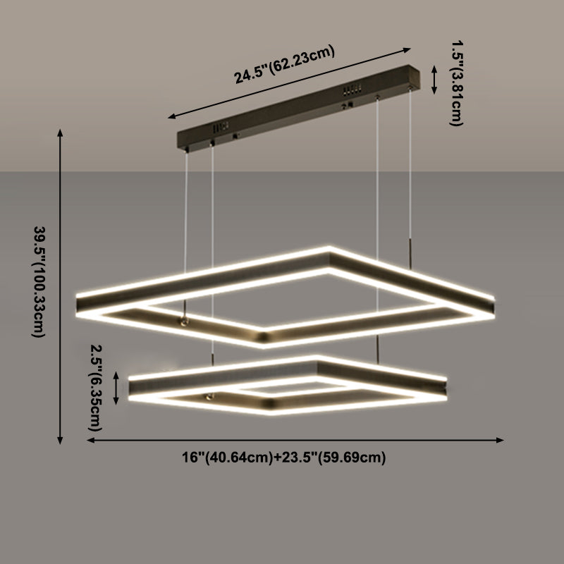 Modern vierkante kroonluchter licht multi-tier hangende hanglampen met acrylschaduw