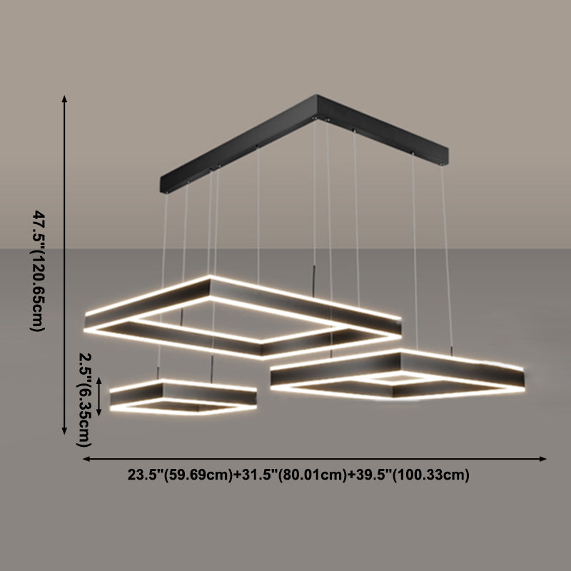 Modern vierkante kroonluchter licht multi-tier hangende hanglampen met acrylschaduw