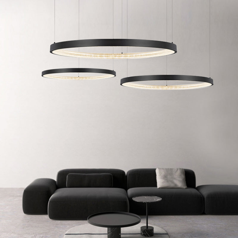 Modern Round Chandelier Light Fixtures Multi-Tier Hanging Pendant Lamps with Acrylic Shade