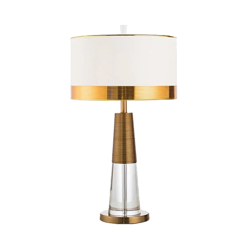 1 Kopf Wohnzimmer Schreibtisch Lampe moderne goldene Tischlicht mit zylindrischem Stoffton