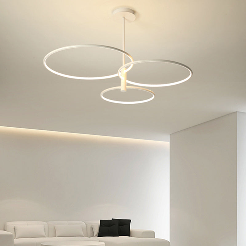 Modern Round Chandelier Light Fixtures 3-Tier Hanging Pendant Lamps with Silica Gel Shade