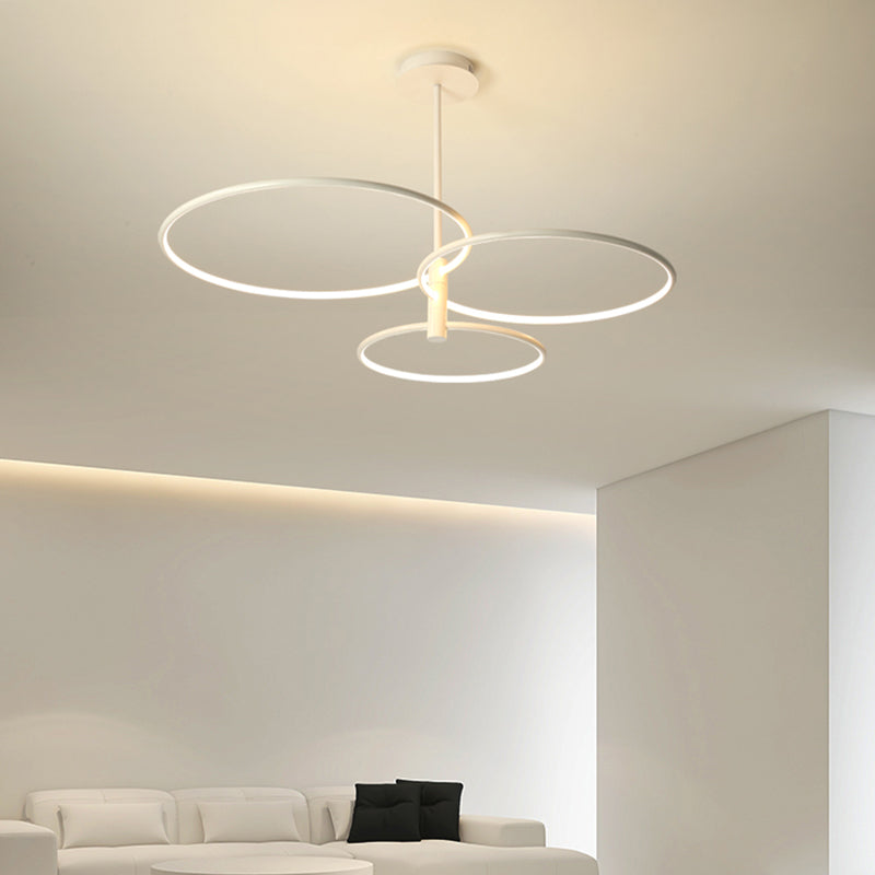 Modern Round Chandelier Light Fixtures 3-Tier Hanging Pendant Lamps with Silica Gel Shade