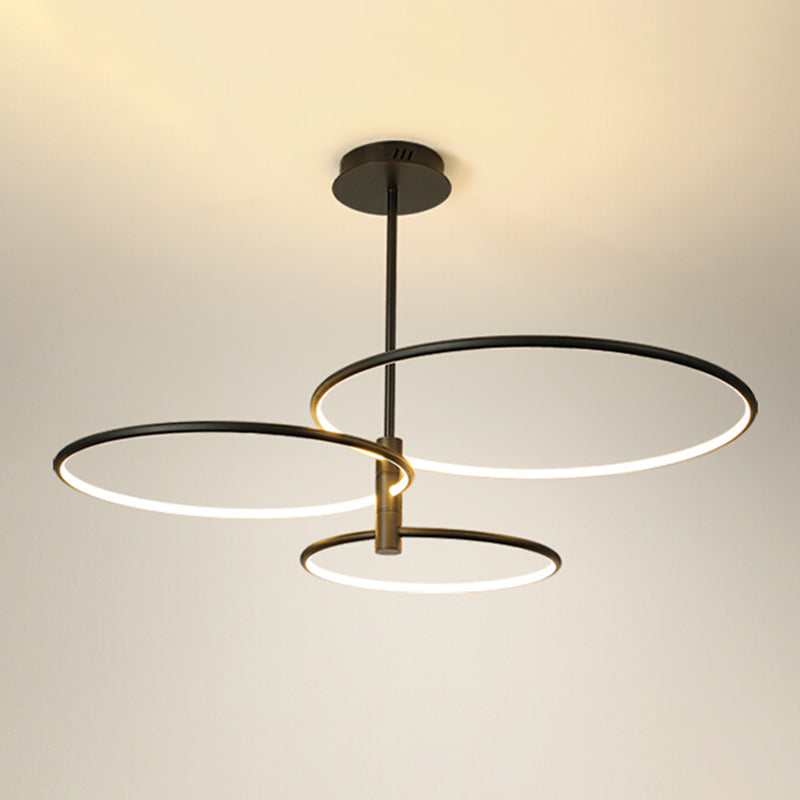 Modern Round Chandelier Light Fixtures 3-Tier Hanging Pendant Lamps with Silica Gel Shade