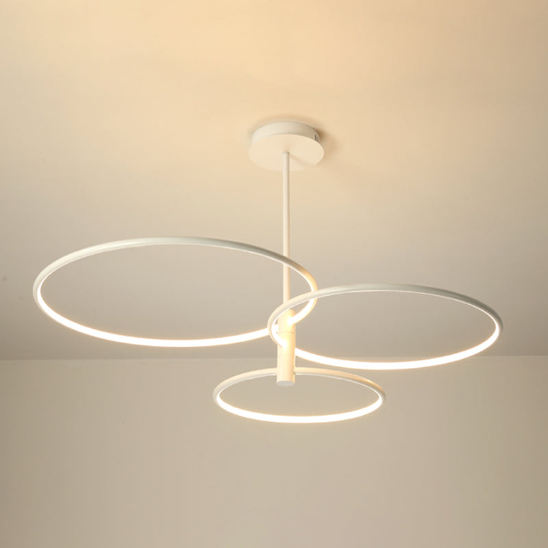 Modern Round Chandelier Light Fixtures 3-Tier Hanging Pendant Lamps with Silica Gel Shade
