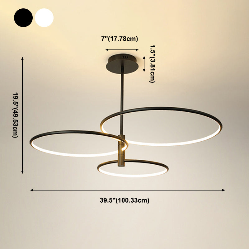 Modern Round Chandelier Light Fixtures 3-Tier Hanging Pendant Lamps with Silica Gel Shade