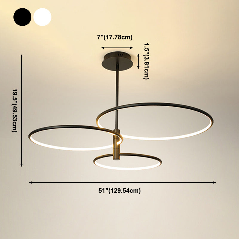 Modern Round Chandelier Light Fixtures 3-Tier Hanging Pendant Lamps with Silica Gel Shade