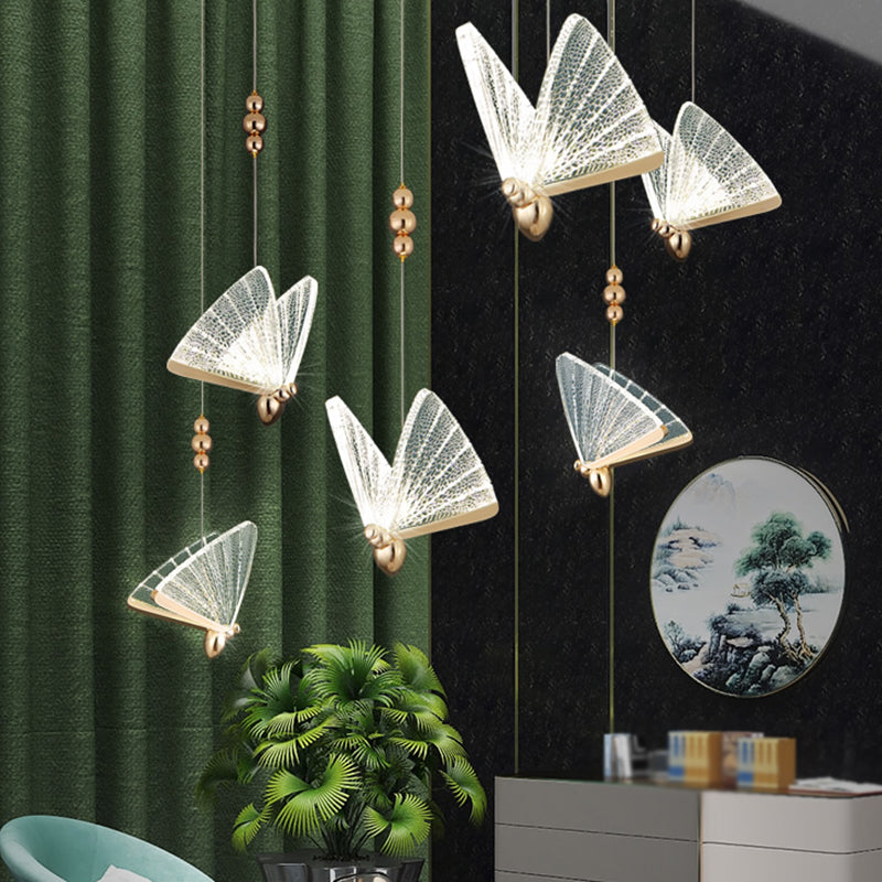 Moderne LED Hängende Licht mit Acrylbutterfly -Schatten -Anhänger Licht für Schlafzimmer