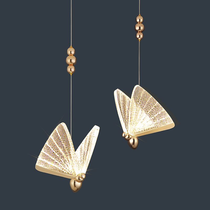 Moderne LED Hängende Licht mit Acrylbutterfly -Schatten -Anhänger Licht für Schlafzimmer