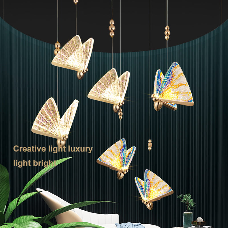 Moderne LED Hängende Licht mit Acrylbutterfly -Schatten -Anhänger Licht für Schlafzimmer