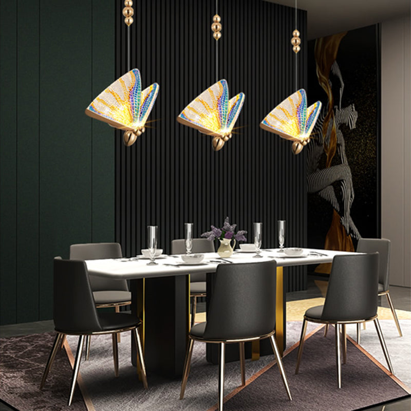 Moderne LED Hängende Licht mit Acrylbutterfly -Schatten -Anhänger Licht für Schlafzimmer