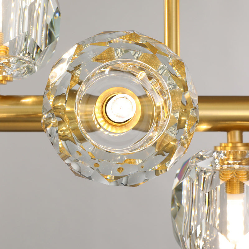 Globe Crystal Gold Island Lighting Fixtures Modern Hanging Pendant Light for Dining Room