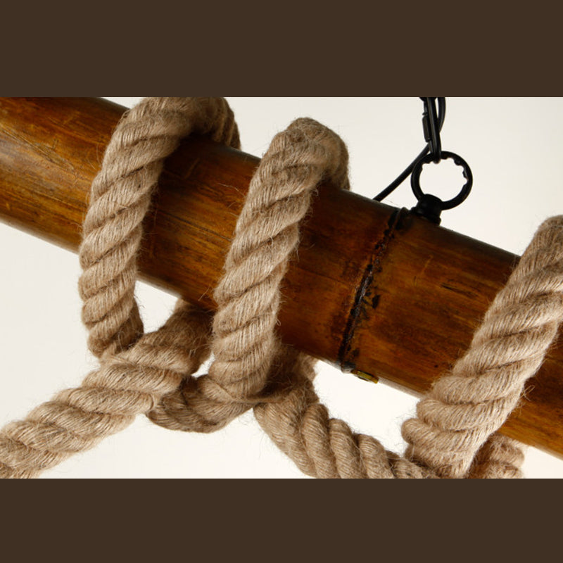 Vintage Hemp Rope Pendant Light American Industrial Hanging Light for Loft Living Room