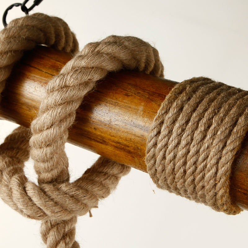 Vintage Hemp Rope Pendant Light American Industrial Hanging Light for Loft Living Room