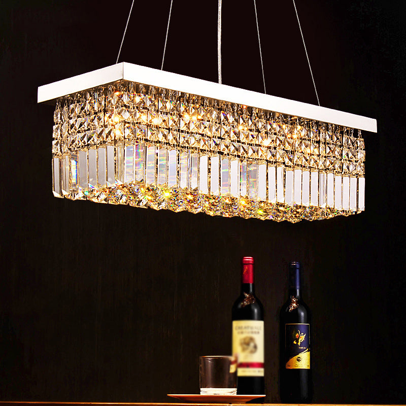 Modern Style Island Light Clear Crystal Chandelier Lamp for Living Room