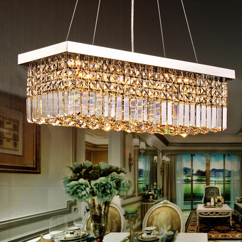 Modern Style Island Light Clear Crystal Chandelier Lamp for Living Room
