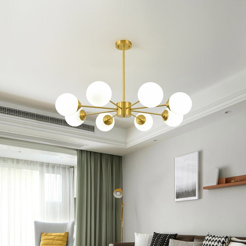 Globe Chandelier Light Fixtures Multi-Head Gold Hanging Pendant Lamps for Living Room