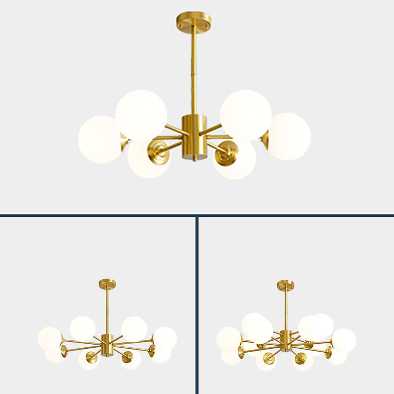 Globe Chandelier Light Fixtures Multi-Head Gold Hanging Pendant Lamps for Living Room