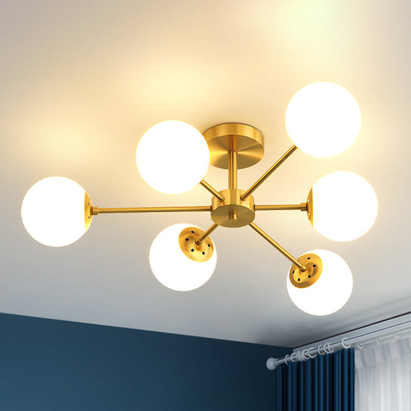 Globe Chandelier Light Fixtures Multi-Head Gold Hanging Pendant Lamps for Living Room