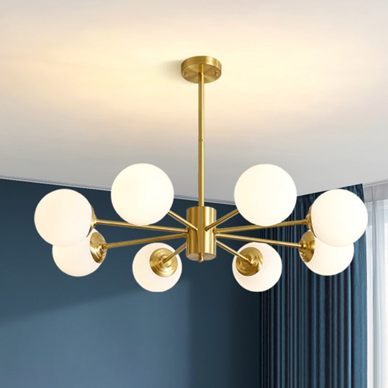 Globe Chandelier Light Fixtures Multi-Head Gold Hanging Pendant Lamps for Living Room