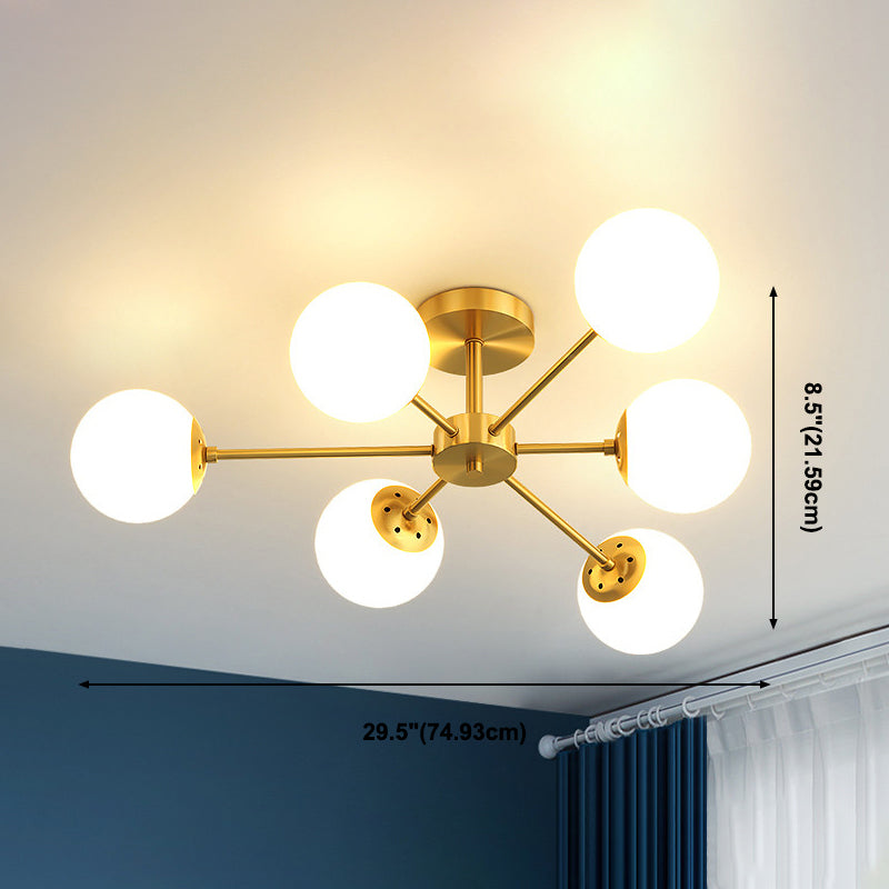 Globe Chandelier Light Fixtures Multi-Head Gold Hanging Pendant Lamps for Living Room