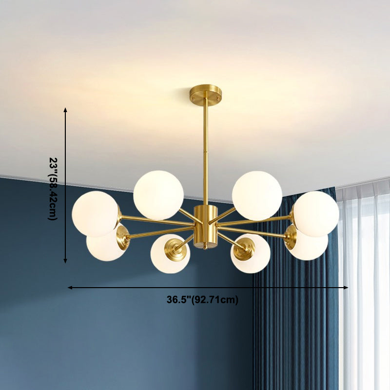 Globe Chandelier Light Fixtures Multi-Head Gold Hanging Pendant Lamps for Living Room