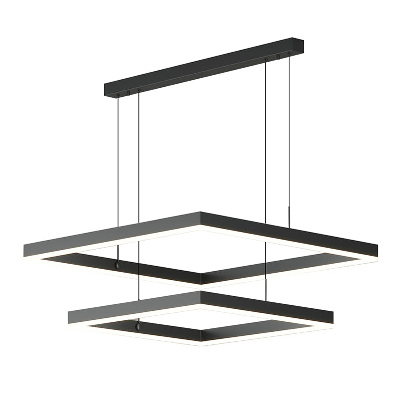 Modern Square Chandelier Light Fixtures Multi-Tier Hanging Pendant Lamps