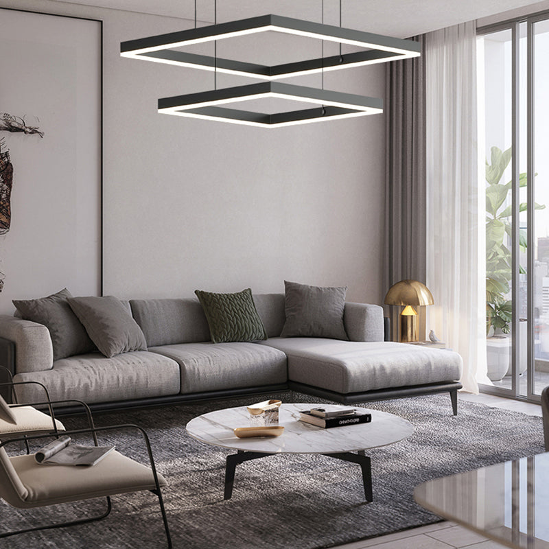 Moderne vierkante kroonluchter verlichtingsarmaturen Multi-tier hangende hanglampen