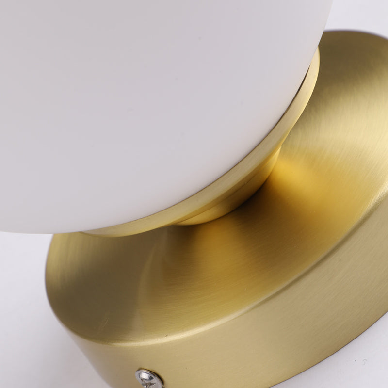 Modern Concise Flush Mount Copper Globe Ceiling Light with White Glass Shade