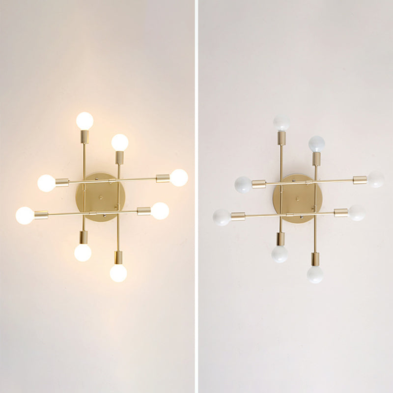 Industrial Vintage Sputnik Ceiling Fixture Wrought Iron Semi Flush Mount for Living Room