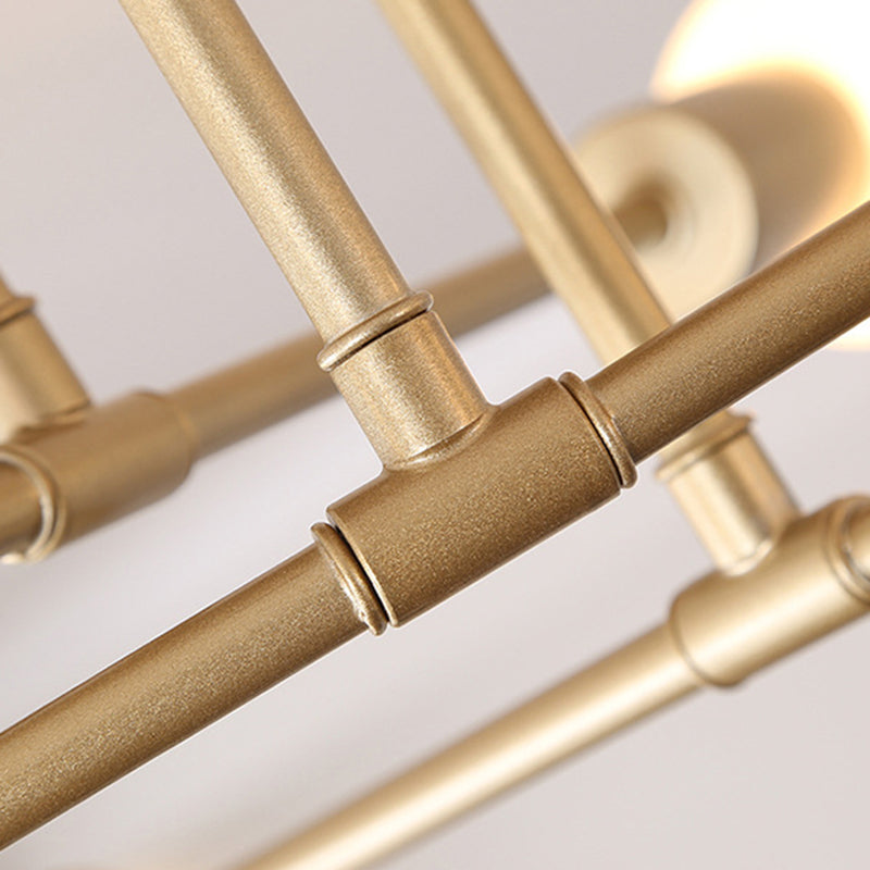 Industrial Vintage Sputnik Ceiling Fixture Wrought Iron Semi Flush Mount for Living Room