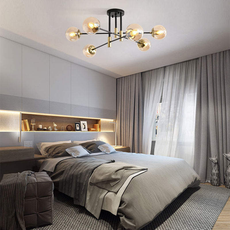 Plafonnier Globe en verre, Style créatif moderne, en fer galvanisé, montage Semi-encastré pour chambre à coucher