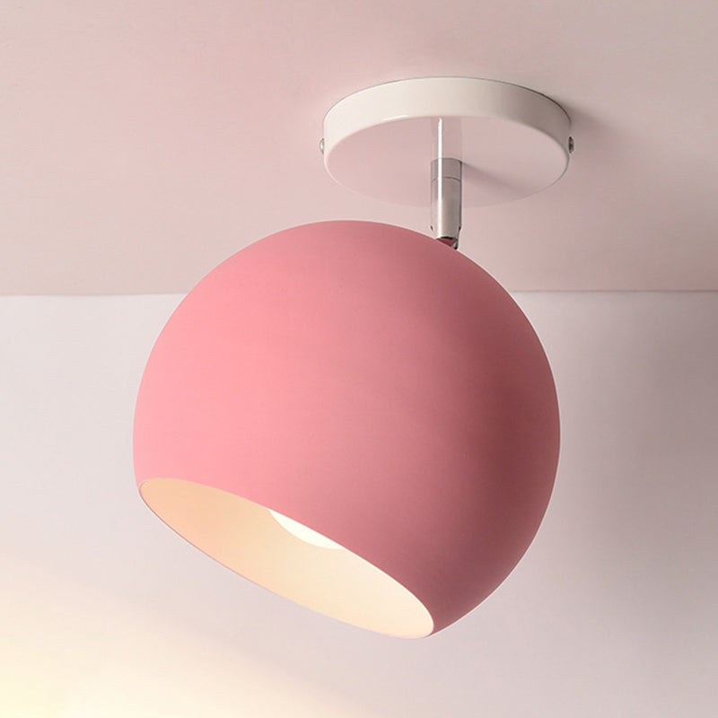 Modern Concise Macaron Flush Mount Lacquered Aluminium Globe Ceiling Light for Cloakroom