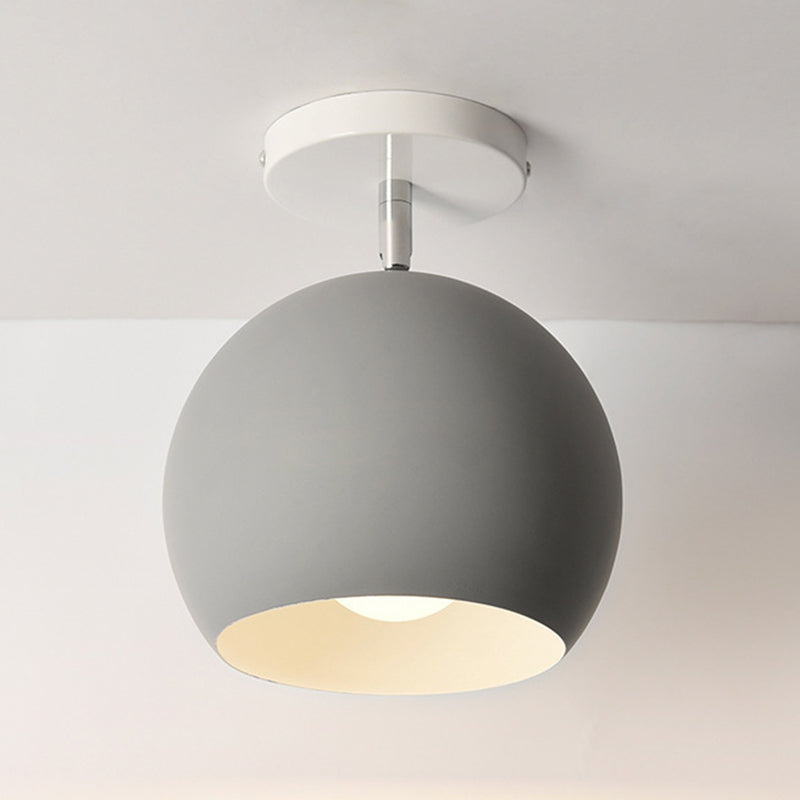 Modern Concise Macaron Flush Mount Lacquered Aluminium Globe Ceiling Light for Cloakroom
