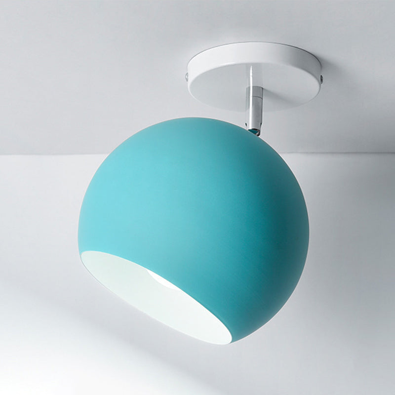 Modern Concise Macaron Flush Mount Lacquered Aluminium Globe Ceiling Light for Cloakroom