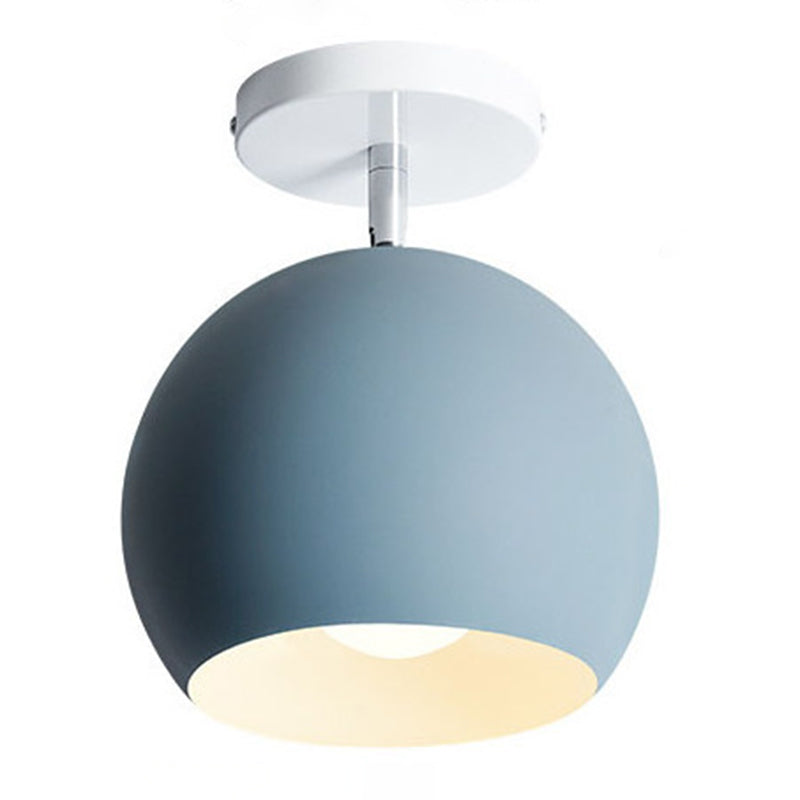 Modern Concise Macaron Flush Mount Lacquered Aluminium Globe Ceiling Light for Cloakroom