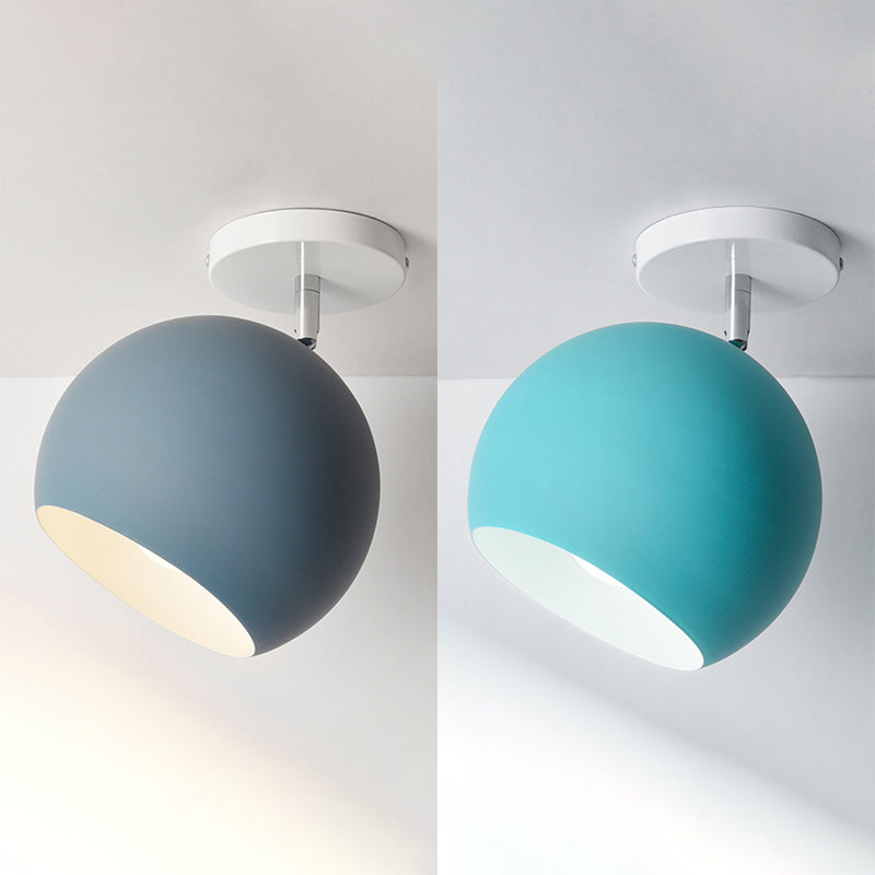 Modern Concise Macaron Flush Mount Lacquered Aluminium Globe Ceiling Light for Cloakroom