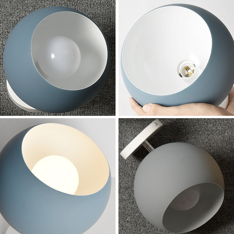 Modern Concise Macaron Flush Mount Lacquered Aluminium Globe Ceiling Light for Cloakroom