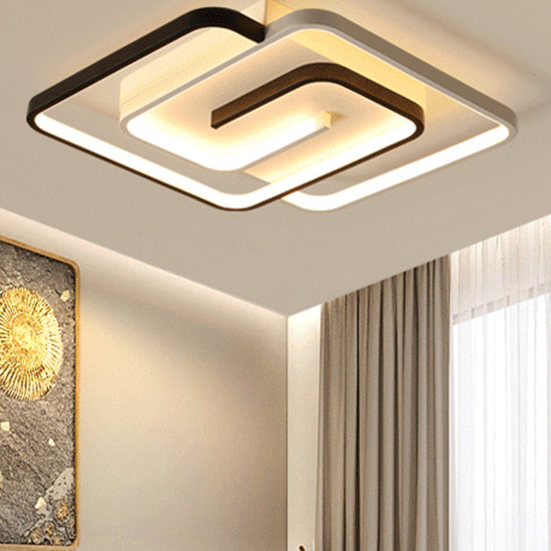 Modern Simple Linear Ceiling Lamp Aluminium 3-Light Flush Mount for Bedroom