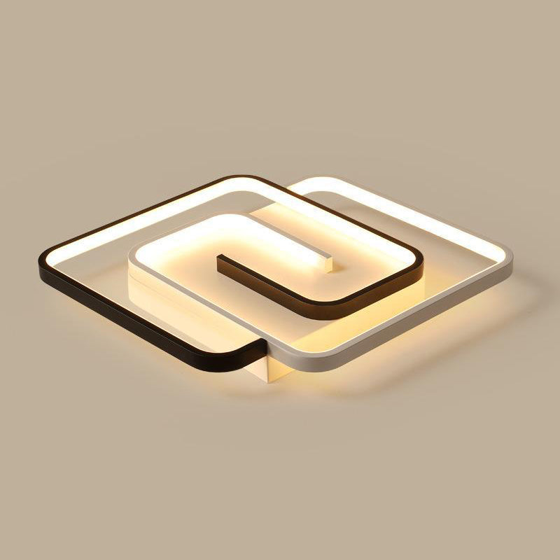 Modern Simple Linear Ceiling Lamp Aluminium 3-Light Flush Mount for Bedroom