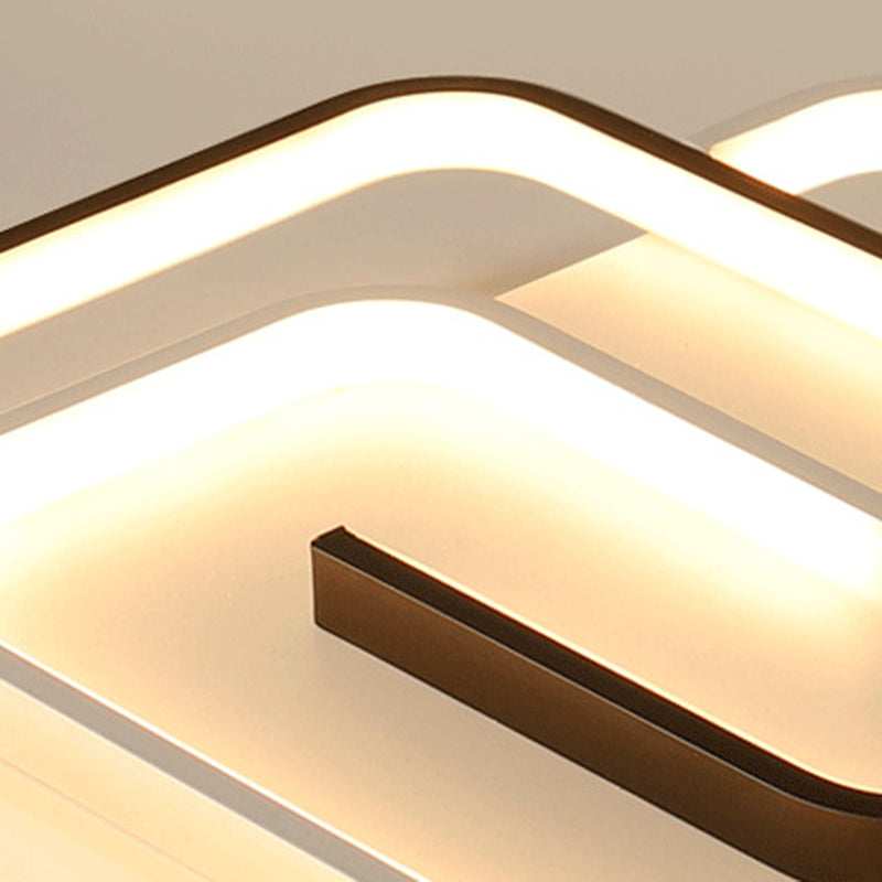 Modern Simple Linear Ceiling Lamp Aluminium 3-Light Flush Mount for Bedroom