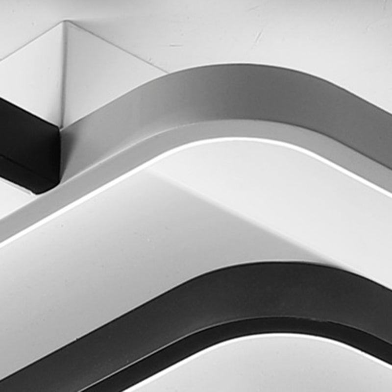 Modern Simple Linear Ceiling Lamp Aluminium 3-Light Flush Mount for Bedroom