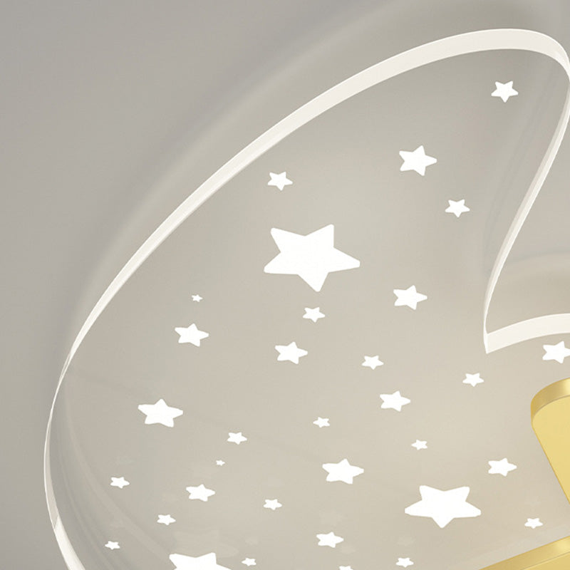 Lampada da soffitto moderna a forma di luna nordica in alluminio a 2 luci con montaggio ad incasso per camera da letto