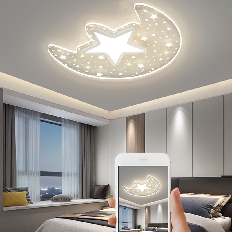 Lámpara de techo de forma de luna nórdica moderna Aluminio 2-Montaje de descarga de luz para dormitorio
