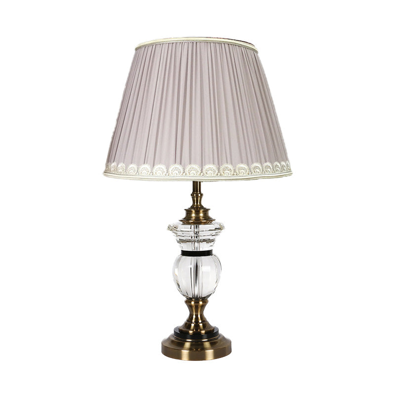 Luz de escritorio con curvas Modernismo transparente de cristal 1 lámpara de mesa nocturna de bombilla en luz púrpura