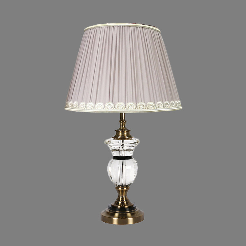 Luz de escritorio con curvas Modernismo transparente de cristal 1 lámpara de mesa nocturna de bombilla en luz púrpura