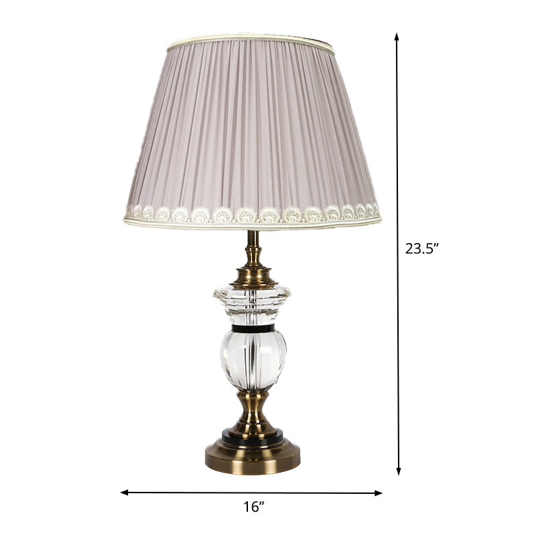 Luz de escritorio con curvas Modernismo transparente de cristal 1 lámpara de mesa nocturna de bombilla en luz púrpura