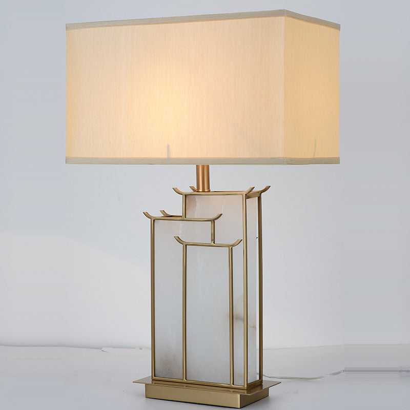 Postmodern Gold Table Lamp 1-Light Rectangular Table Light for Bedroom